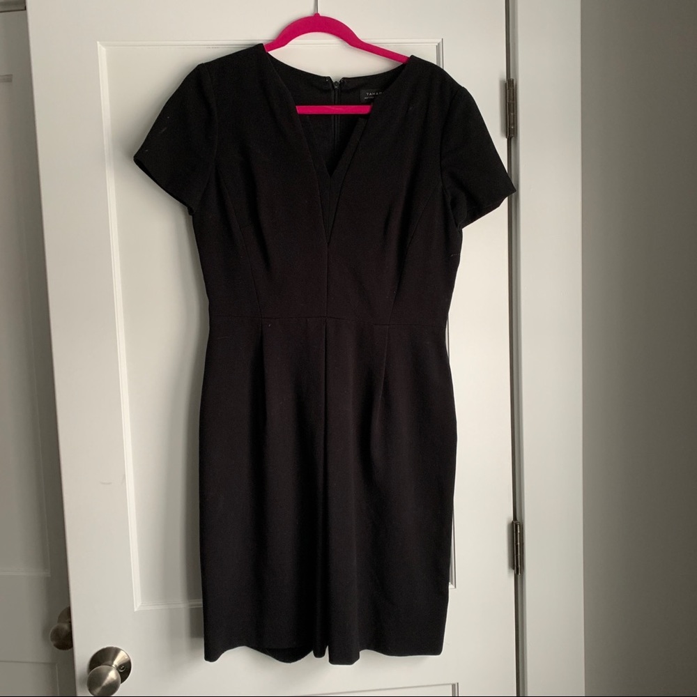 Tahari Black V neck Business Dress